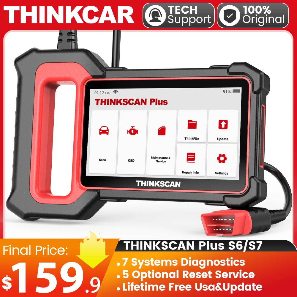 Global Version THINKCAR Thinkscan Plus S7 S6 S4 Obd2 Scanner Automotive Car Diagnostic Tools 28 Resets for AutoAuth for FCA SGW