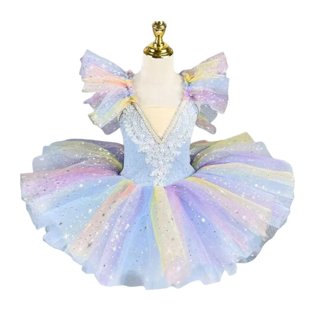 

Fashion Sequin Kids Ballet Dress Modern Rainbow Ballet Tutu Puffy Party Dress Dance Costumes Dance