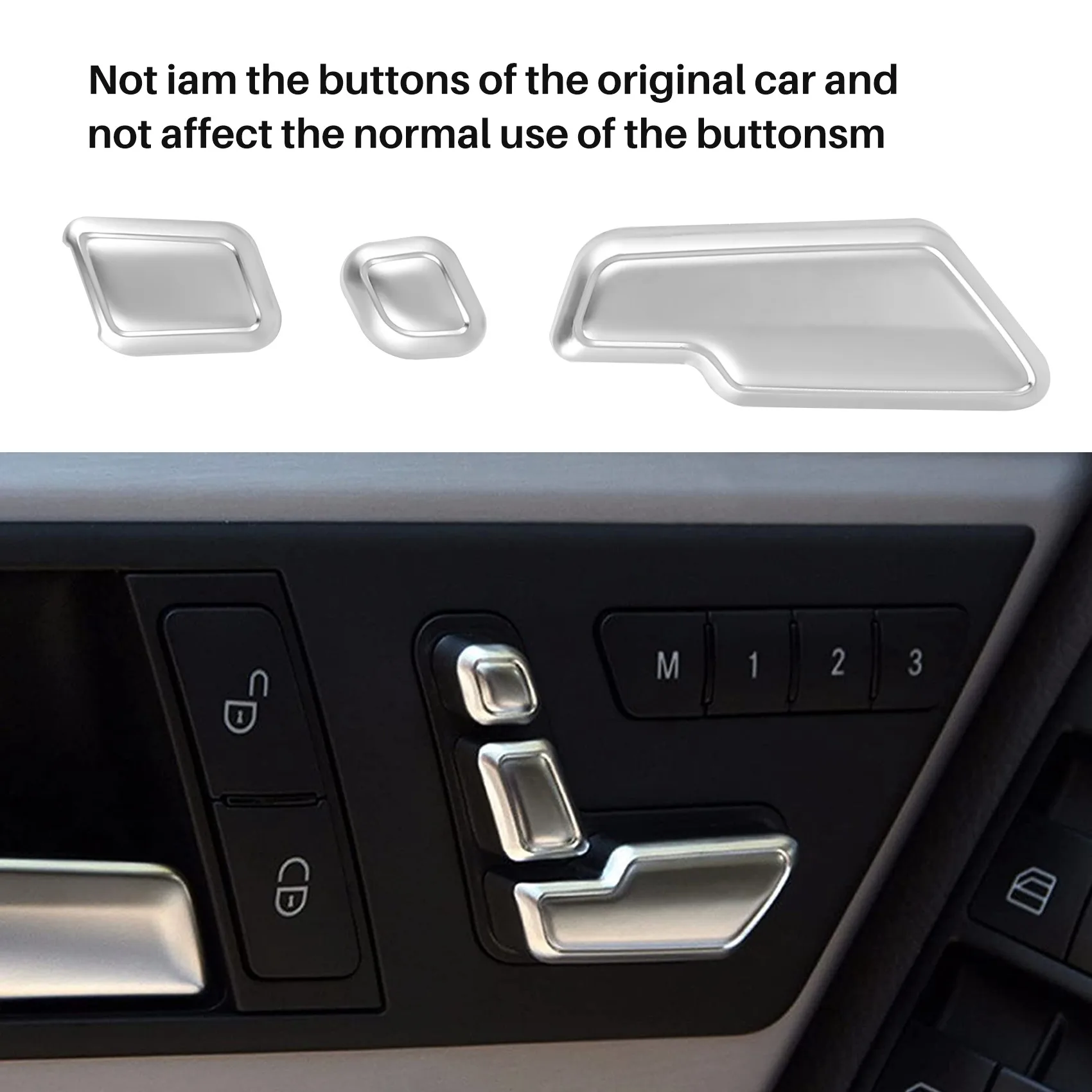 クロームカードアシート調整ボタンスイッチ、メルセデスベンツクラス、w204、w205、w212、w218、x204、x166、c、e、gk、gl、ml、cls、gl、6個