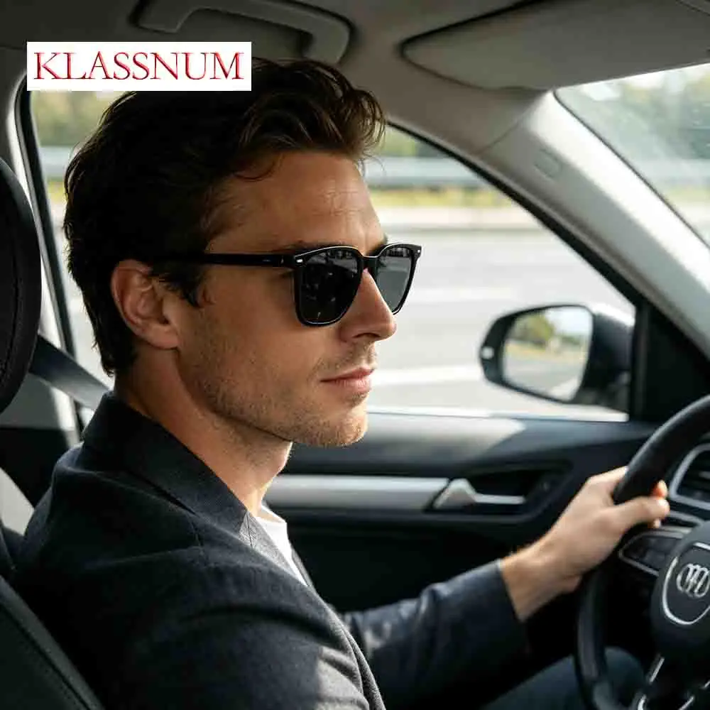 New Fashion Square-framed Glasses Men's HD Polarized Sunglasses Shades Retro UV400 Sun-proof Unisex Driving Glasses