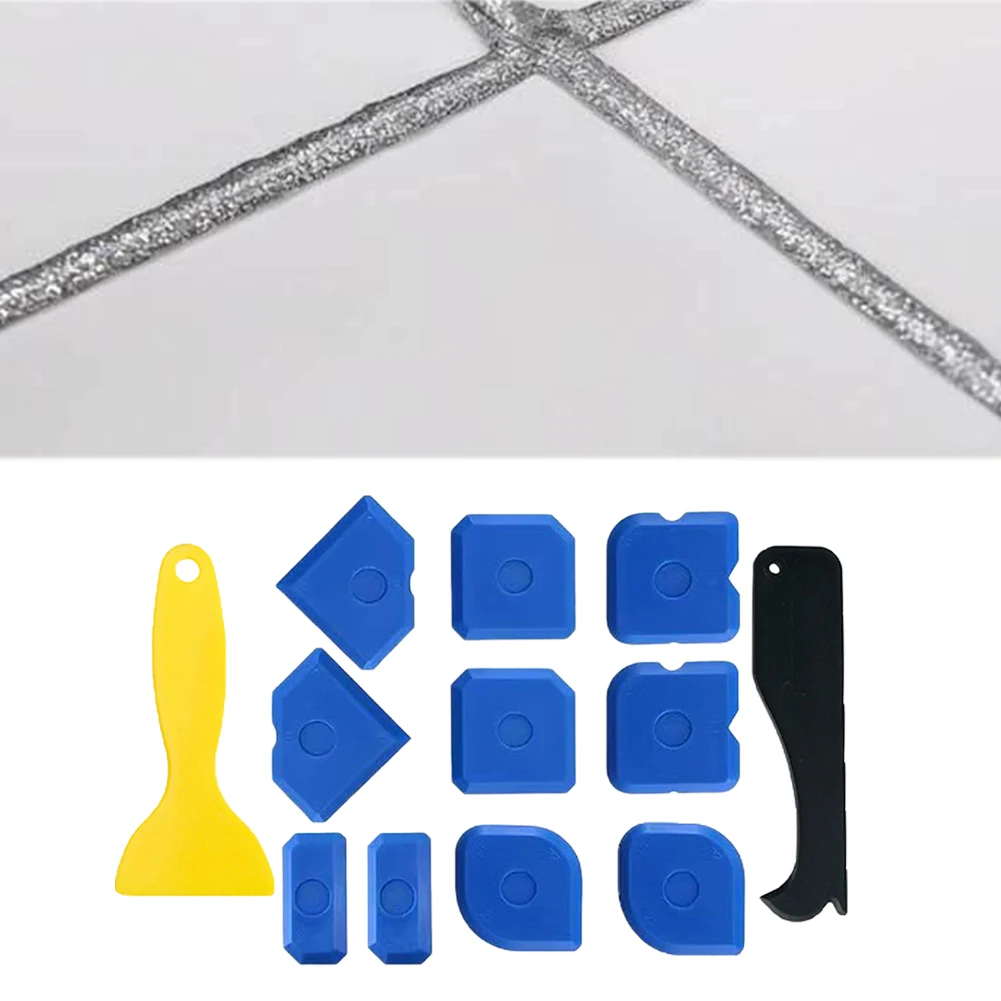 12 Pcs Silicone Sealant Scraper Multipurpose Grout Finishing Tools Portable Grout Scraper for Kitchen Bathroom Floor Sealing