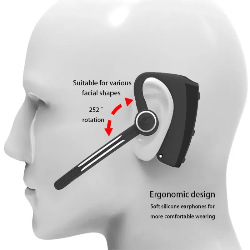 ユニークなE2ビジネススポーツイヤホン片耳ステレオBluetoothヘッドセットハンズフリーワイヤレスデュアルPTTヘッドセット