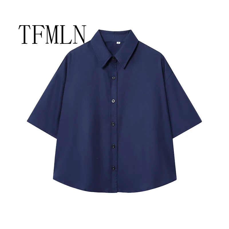

2025 New Fashion Shirt Women Autumn Short Sleeve Single Breasted Blouse Loose Office Lady Tops Women's Shirt