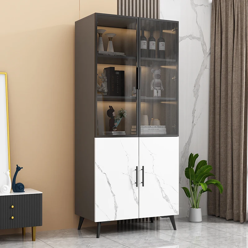 Champagne Wall Stand Corner Bar Cabinet Home Wood Showcases Display Cabinet With Glass Doors Plastic Bar Furniture Wine Rack