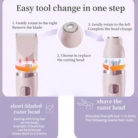 Women's Bikini Trimmer, Women's Electric Shaver, Replaceable Heads, Facial and Intimate Hair Trimmer, USB Rechargeable, LED Power Display, with Base, Travel Cordless Body Shaver, Suitable for Face/Legs/Underarms, Women's Gift 2