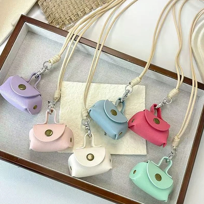 محفظة جلدية صغيرة للعملات المعدنية قلادة قلادة بدون سلسلة للنساء غطاء سماعة الرأس المحمول تخزين سلسلة سترة طويلة #2