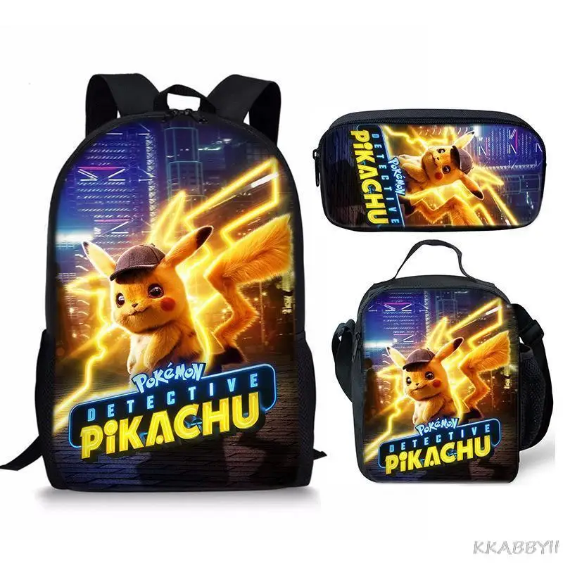 Pokemon Pikachu Schoolbags Set Anime 3D Printed Teenager Girls Boys Mochilas for Children Students School Bagpack