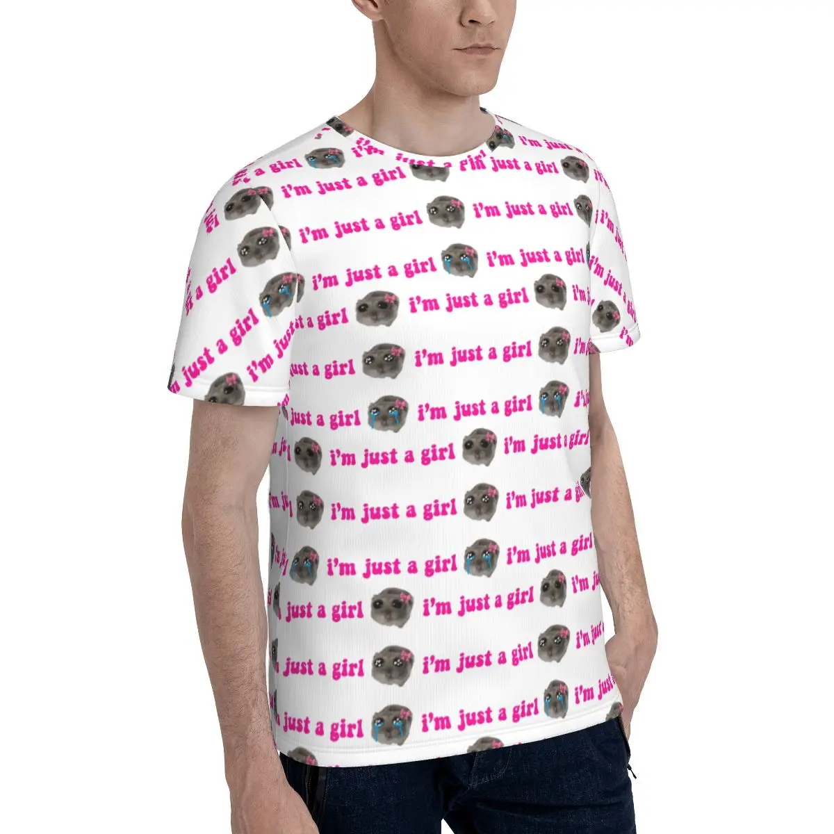 Sad Hamster Meme T-Shirt for Men Cotton T Shirts Men's Tees Short Crew Neck Summer Clothes Tops
