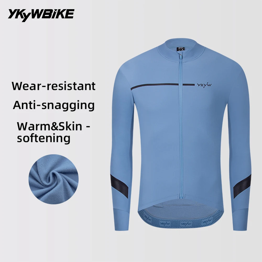 

YKYWBIKE мужской зимний велосипедный трикотаж, теплая тонкая мягкая флисовая куртка для шоссейного велосипеда, велосипедный трикотаж, дышащая одежда для велоспорта MTB