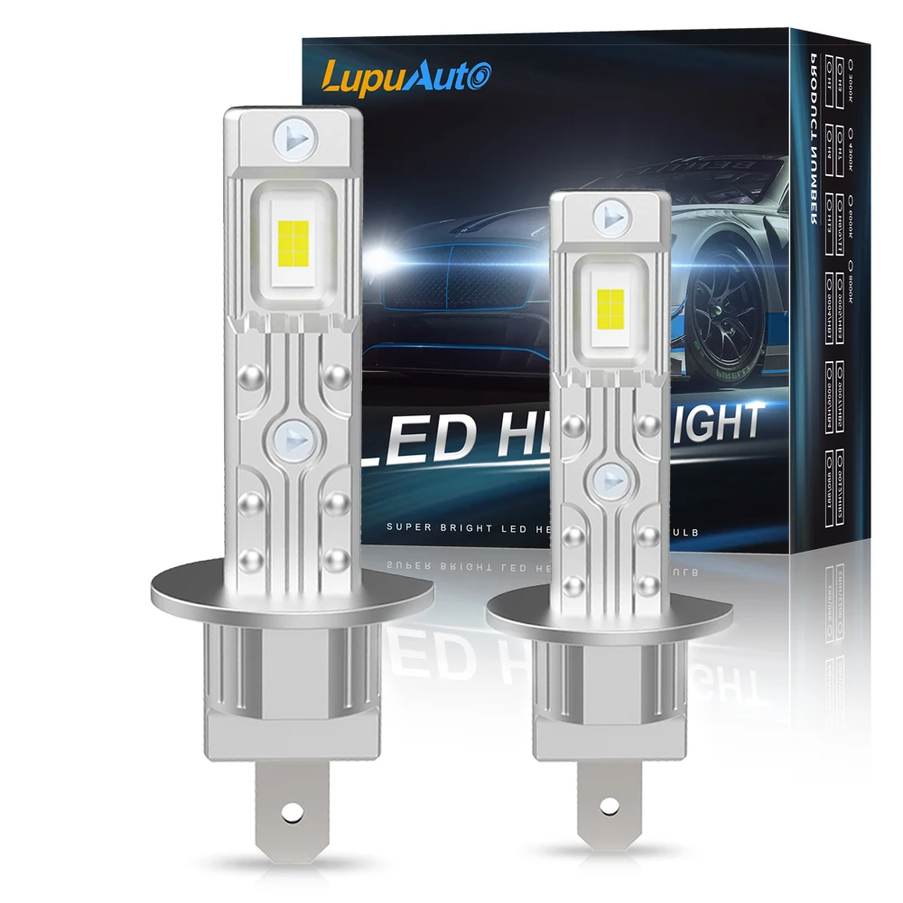 lupuauto 2pcs H1 H3 LED Car Headlight Bulbs 90W 20000LM 6000K White Fog Lamps 5530 Chips High Brightness Super Power 3000K