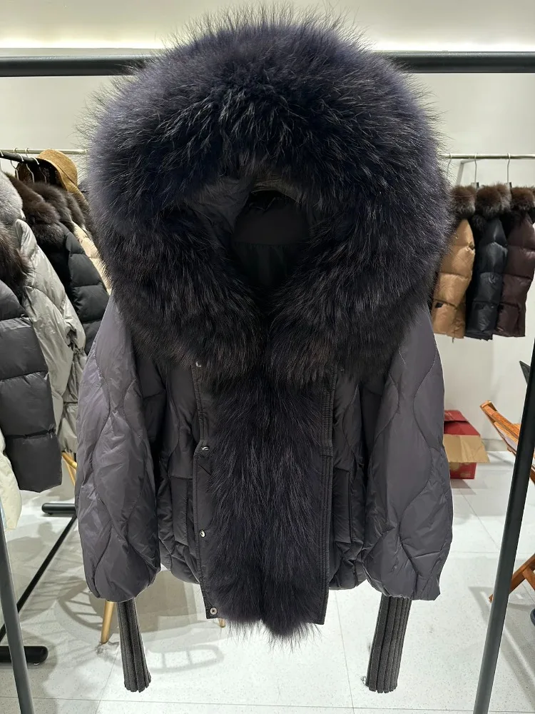 Winter Down Jacket Daily Commuting with Natural Fur Trim Winter Puffer Coat Insulated Quilted Outerwear for Casual Fashion