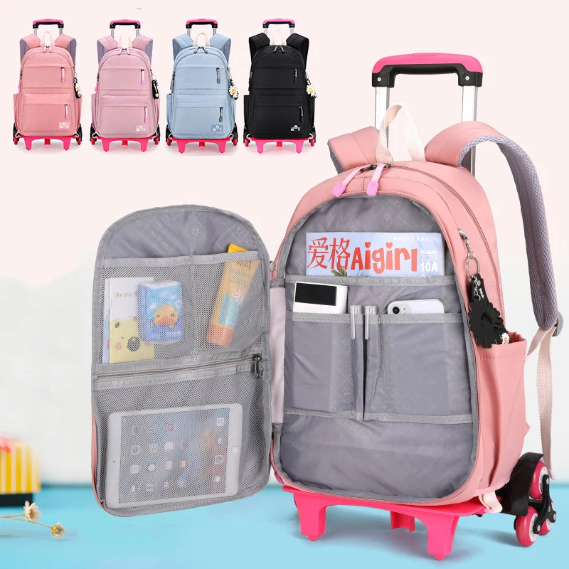 School Rolling Backpack For Teenagers Girl kids Trolley School Bag With wheels Student Backpack Children Waterproof Backpack