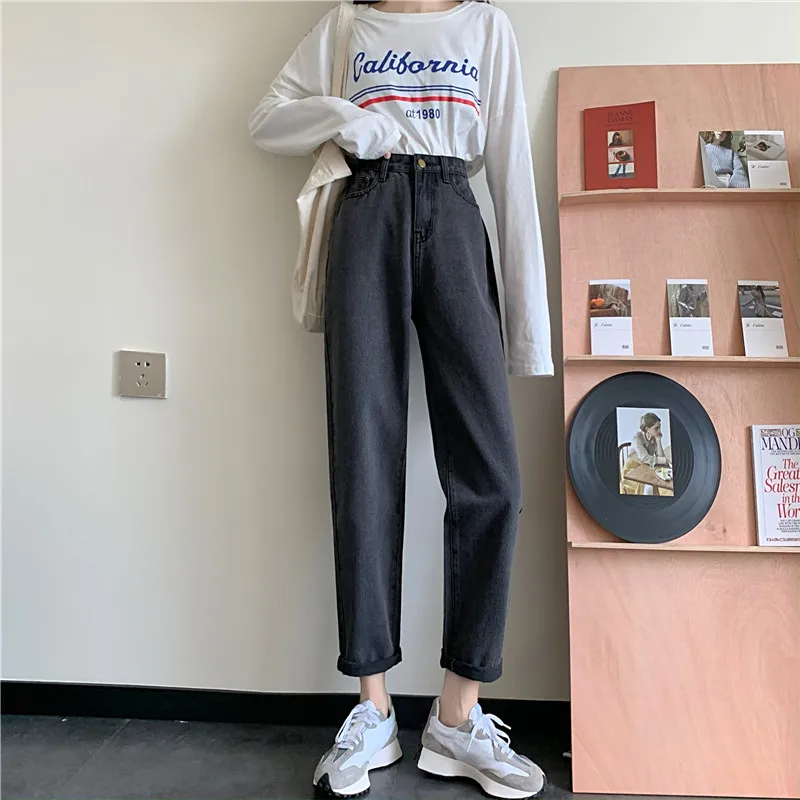 High Waist Straight Leg Denim Jeans Women's Fall New Sle Dad's e Tube Pants Loose Versatile Slimming Trendy INS