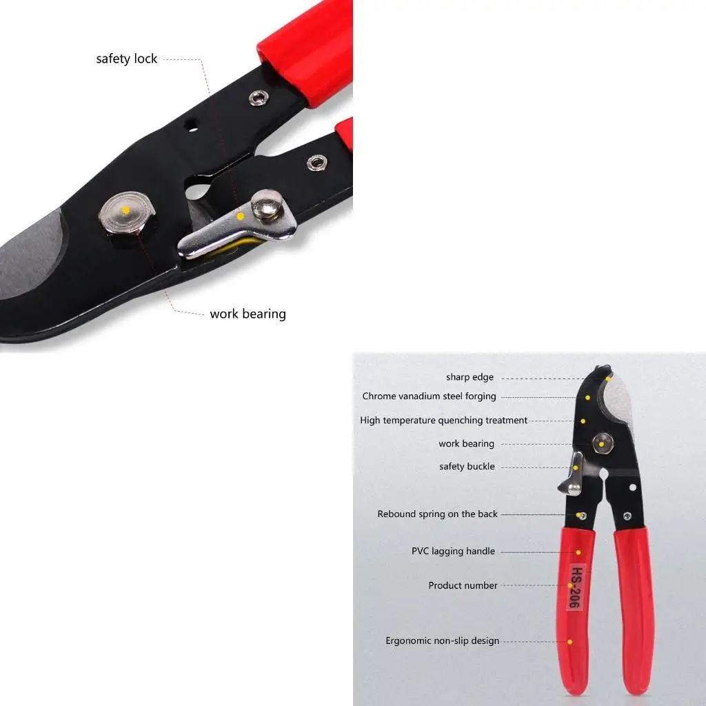 

Cable Cutter HS-206 for Sharp Aluminum Copper Cutting Wire Cutters Cut Up to 35m L4MF
