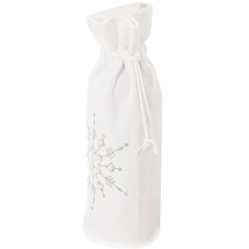 

1Pcs Red Wine Bottle Cover Snowflake Bead Design Christmas Decoration Creative Table Decor Celebration Gift Wine Bottle Cover