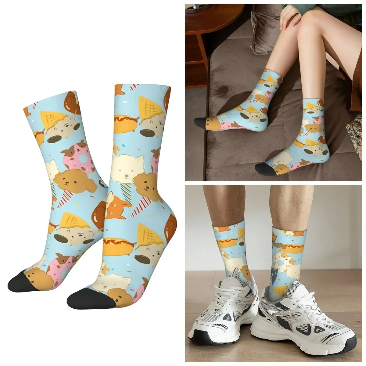 

Носки All Seasons Dog Treats Socks Harajuku Sport, модные носки средней длины для мужчин и женщин, подарки на День святого Валентина