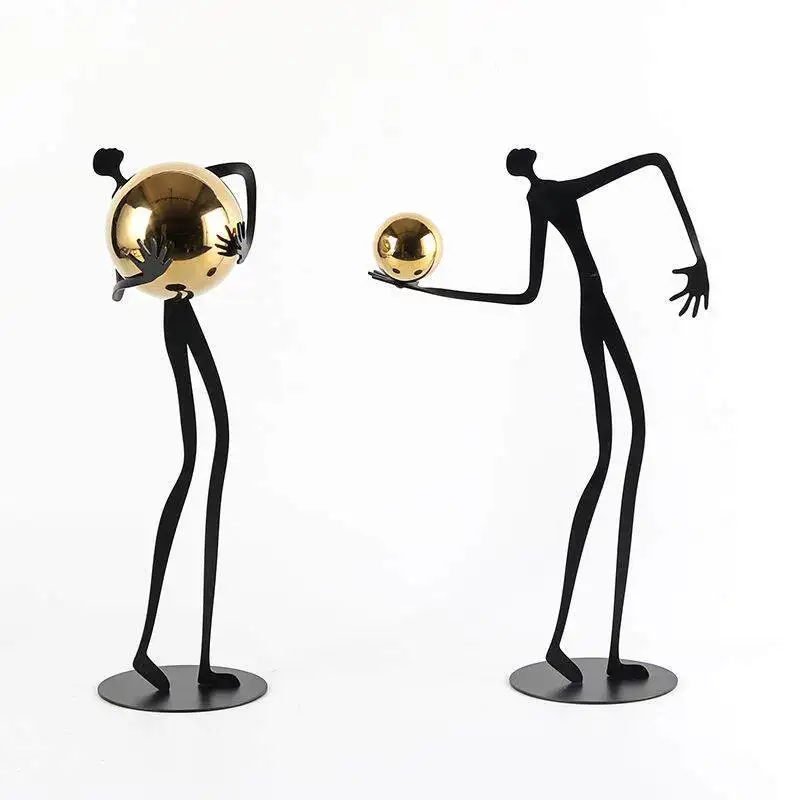 Ball holding figure metal ornament abstract ornament sculpture decoration