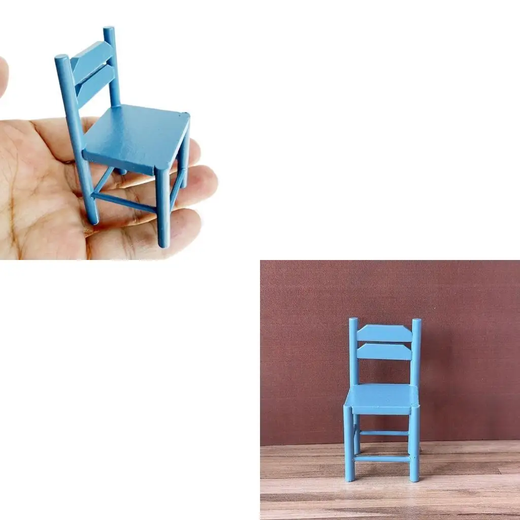 581F 1/12 Miniatuur houten stoelmodel Figurine voor realistische scène het poppenhuis