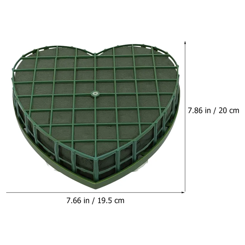 4Pcs Heart-Shape Floral Foam Blocks Green Flower Clay Heart Shaped Floral Bricks Artificial Floral Mud with Suction Cup