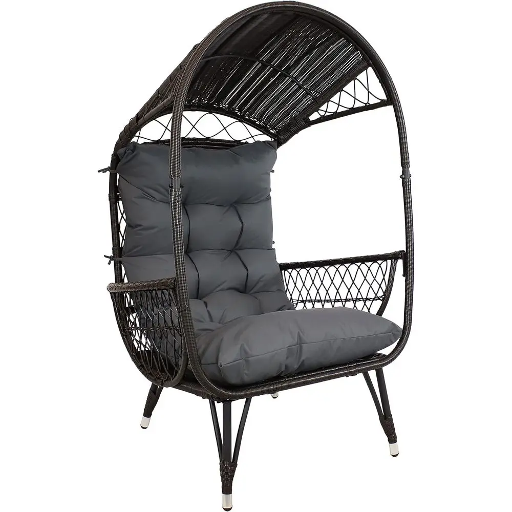 

Gray Outdoor Wicker Egg Chair with Polyester Cushion and 250-Pound Capacity
