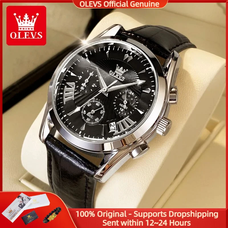 

OLEVS 2876, мужские часы высокого качества, элитный бренд, кварцевые часы, автоматическая дата, водонепроницаемый хронограф с фазой Луны, оригинальные мужские часы
