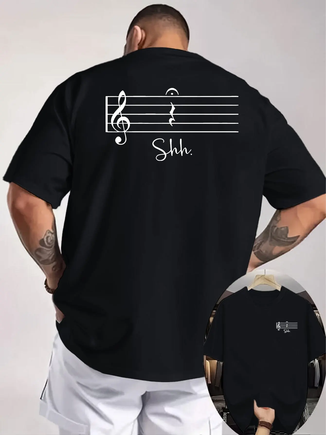 Music Rest Graphic Men's Cotton T-Shirt Funny Musician Gift Short Sleeve Tee