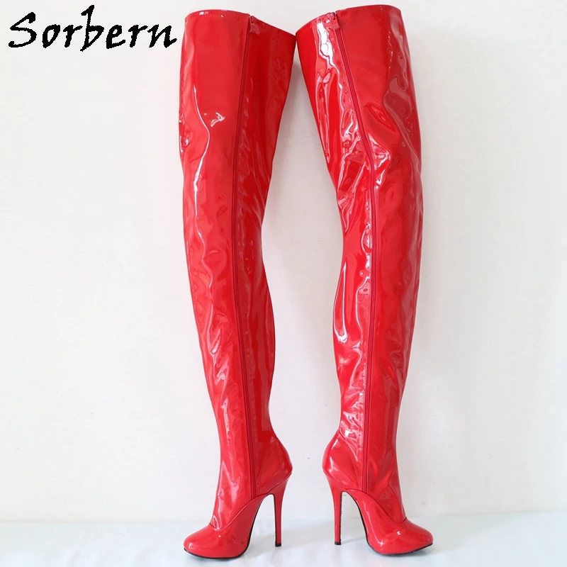 Sorbern Retro Crotch Thigh High Boots Unisex Burlesque Dancer Show Cosplay Fetish Boot High Heel Stilettos Customized Size 36-46