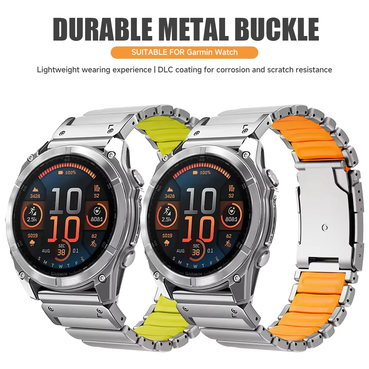 

Titanium+Rubber Band For Garmin Watch Fenix 8 7X 6X Pro Tactix 7 EPIX Pro 51mm QuickFit Metal Strap Enduro 3 2X Instinct 3 50mm