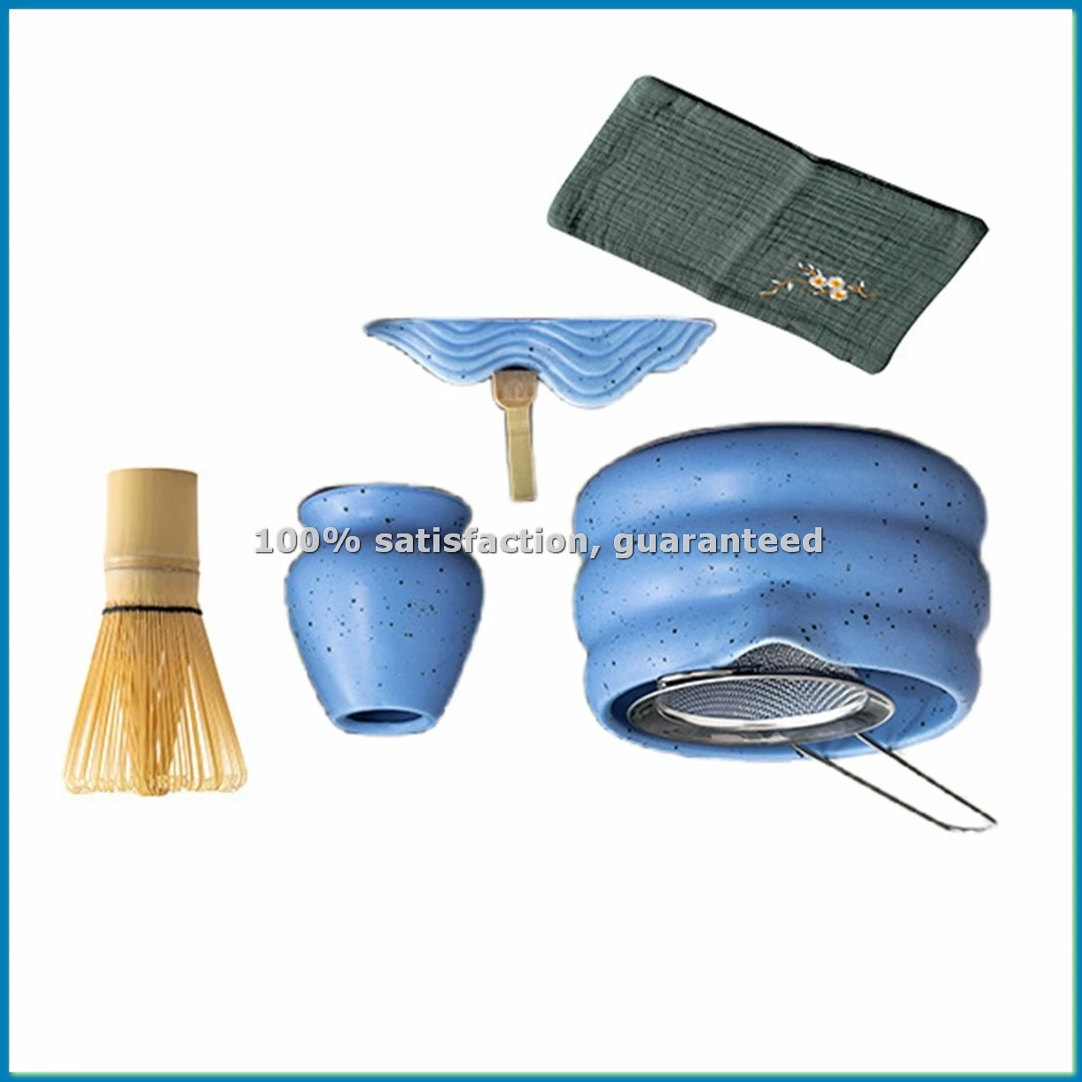 

7Pcs Japanese Matcha Tea Set, Matcha Kit with Matcha Bowl (with Pouring Spout), Matcha Whisk, Whisk Holder, Strainer-ABVK