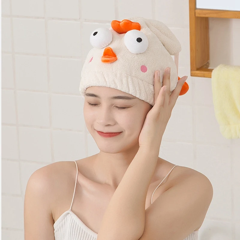 Microfibre Quick Hair Drying Bath Towel Spa Cartoon Wrap Towel Cap Bathroom Accessories Bonnets For Women Designer Shower Cap