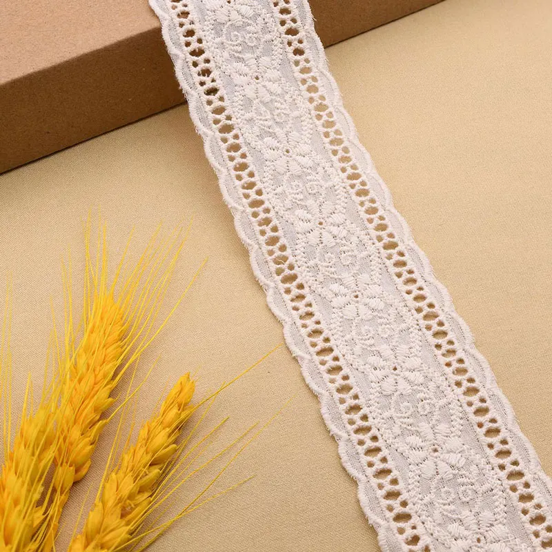 1 Meter Cotton Embroidery Lace Fabric Accessories 4.5cm Race Wedding Ribbon Dentelle Lace For Needlework Clothing  Trim