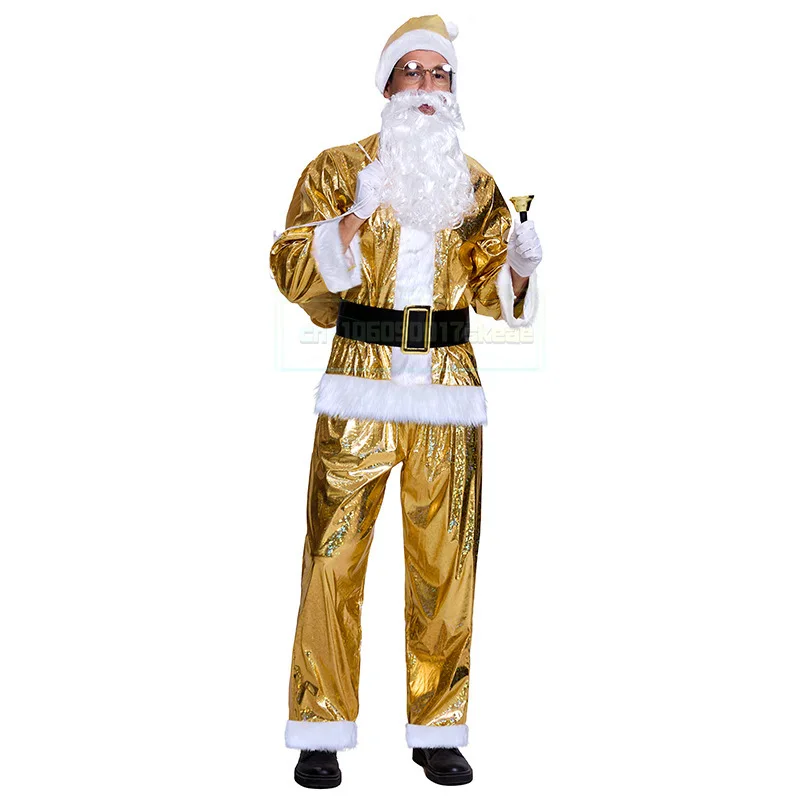 Costume de père noël pour hommes, tenue de noël, ensemble de fête de spectacle pour adultes, 2025