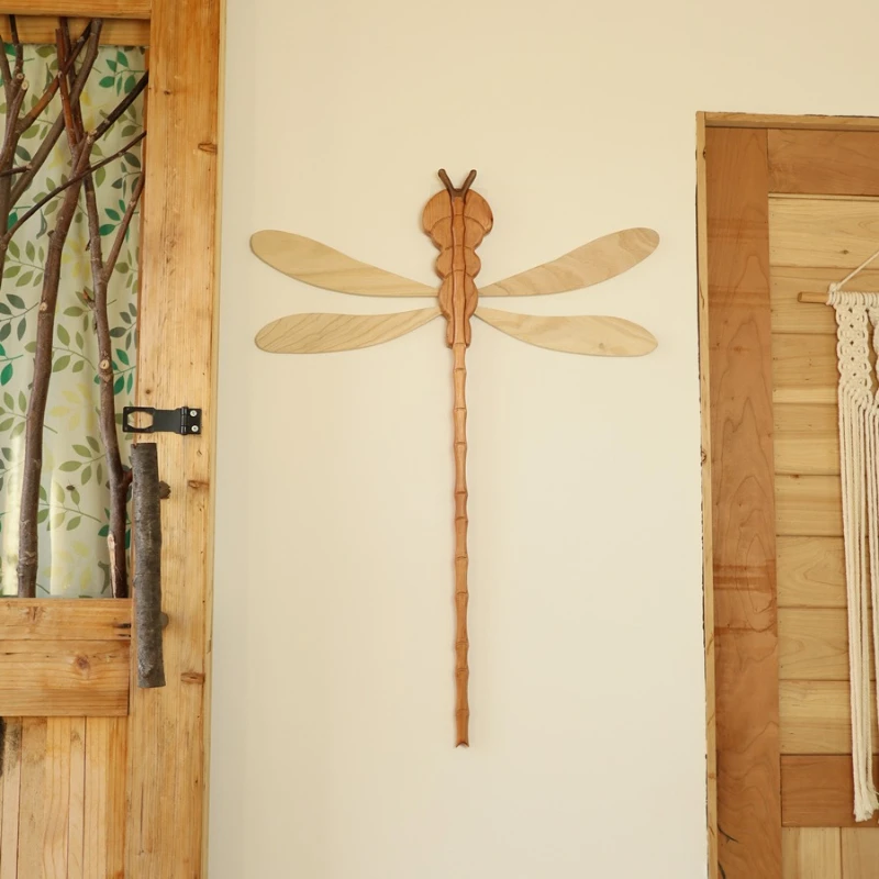 

Solid wood dragonfly pick-up rod drying rack clothes fork clothes hanging support clothes rod creative wall decoration