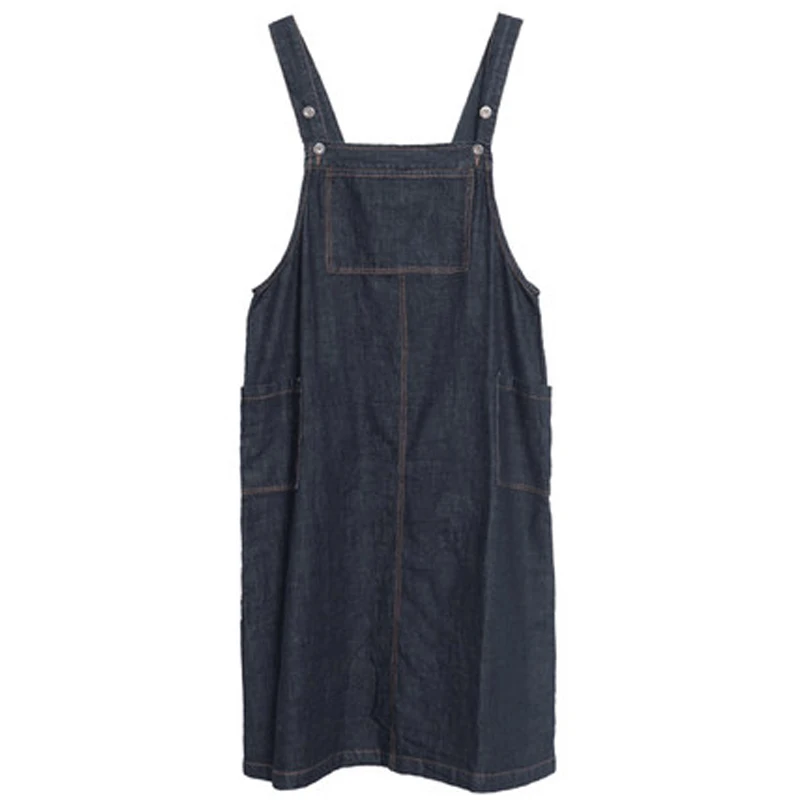 فستان دنيم فضفاض بحمالات للنساء، تصميم كوري جديد لخريف هذا العام، مقاسات كبيرة، طول متوسط، يغطي الجسم ويمنح مظهراً أنحف