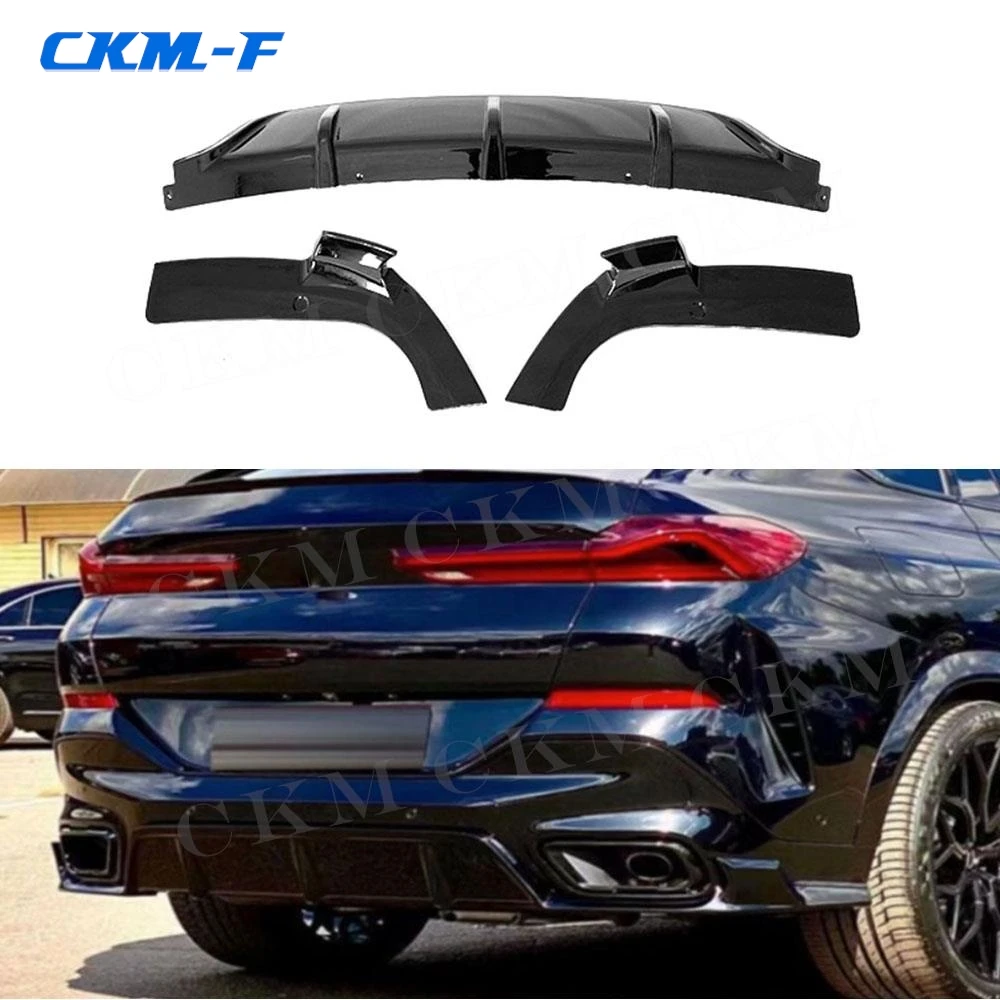 

For X6 Rear Bumper Diffuser Lip For BMW G06 Sports 2020-2022 Carbon Look Car Boot Exhaust Bracket Splitter Spoiler Plate