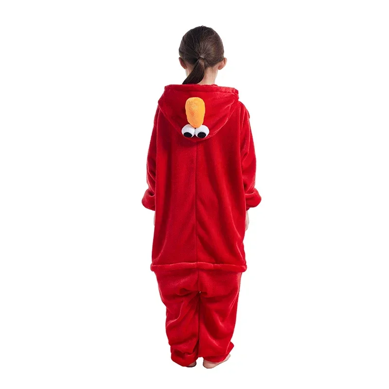 2025 Halloween Costume de Cosplay Kigurumi Elmo Onesie pour Enfants, Pyjama d'Halloween, Vêtements de Noël pour Garçon
