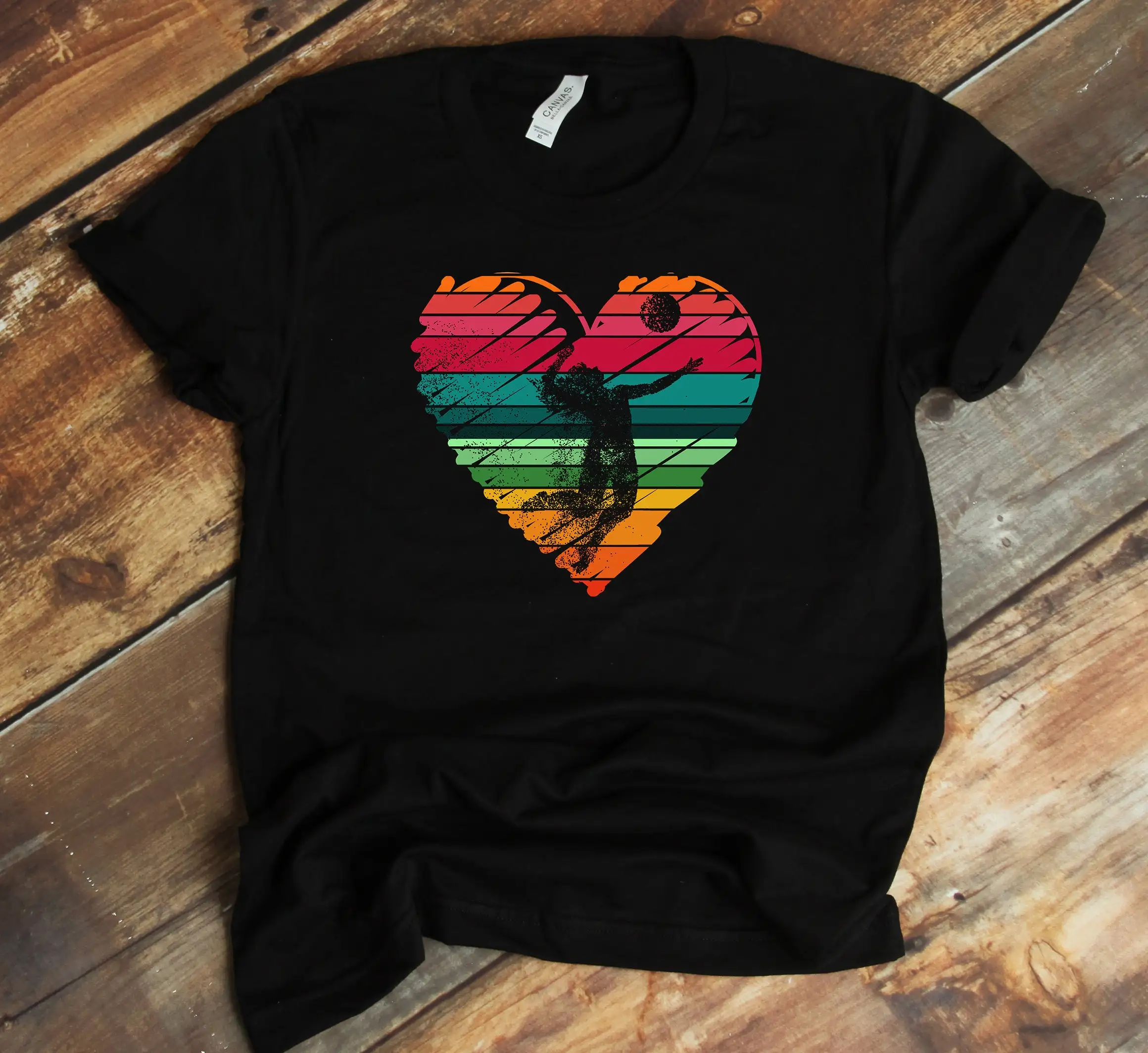 Beach Volleyball T Shirt Spiker Retro Heart Lover