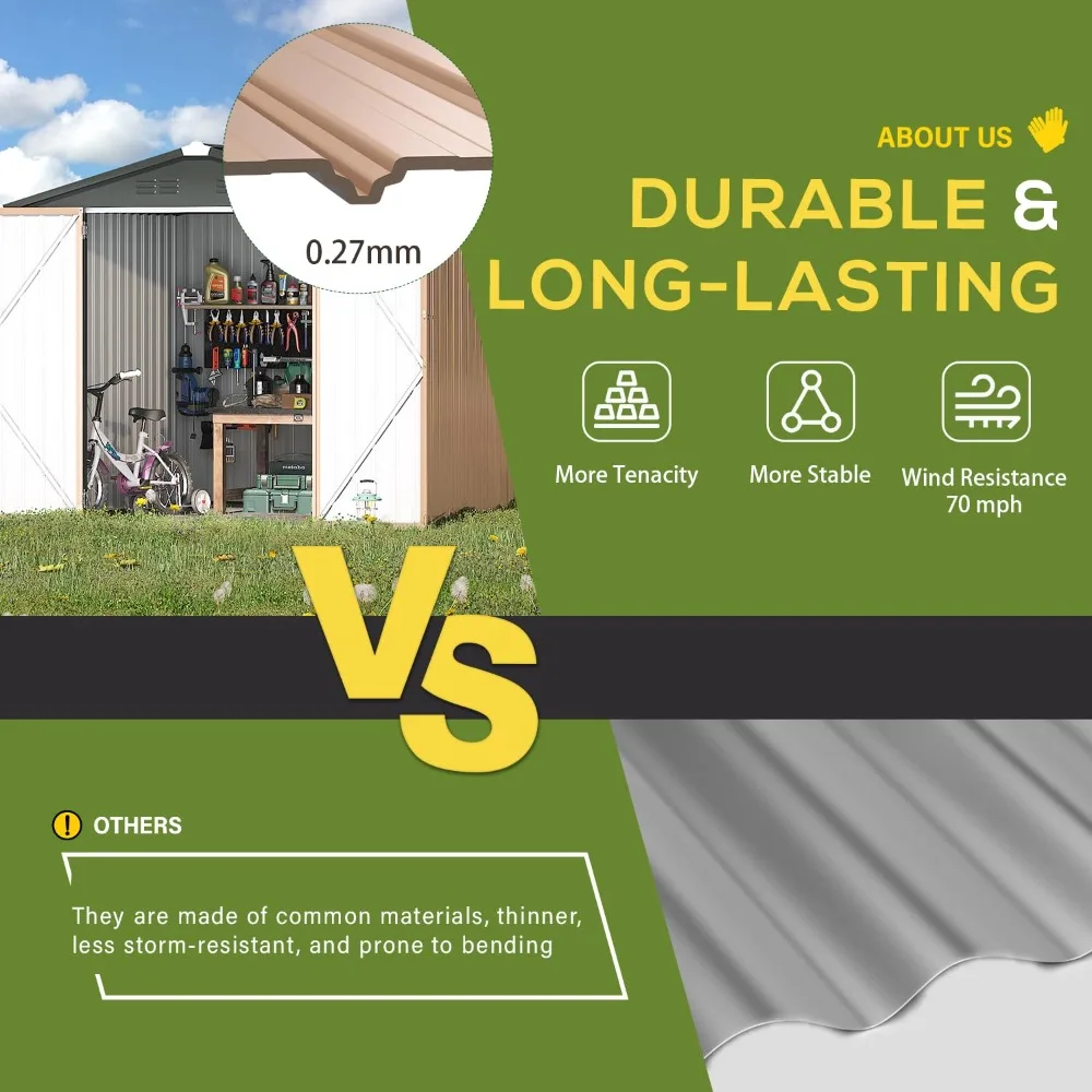 

7' x 7' Storage Metal Shed, Large Outdoor Sheds & Outdoor Storage Clearance 7x7, Lockable Garden Shed, Customized