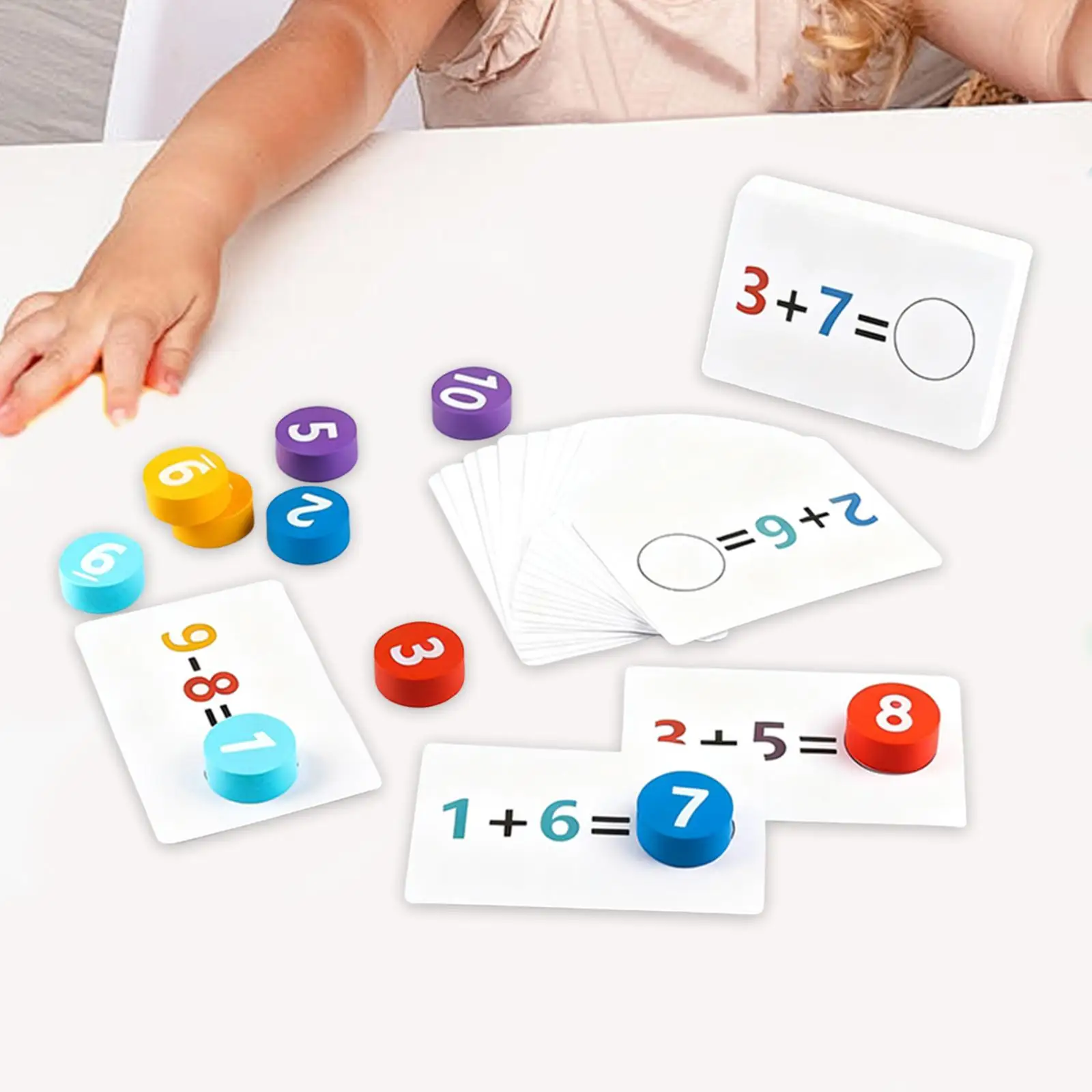 카드와 나무 숫자가 포함된 수학 교구 유아용 장난감 감각 장난감 남아 및 여아용 덧셈과 뺄셈