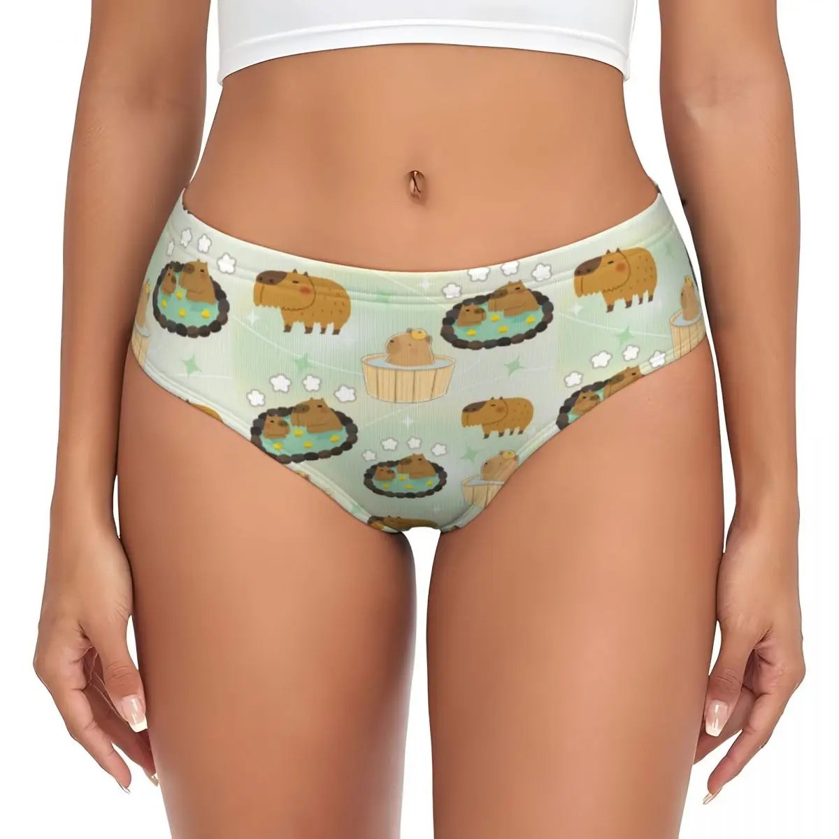 Custom Cute Capybara Briefs Underwear Women's Breathable Stretch Panties