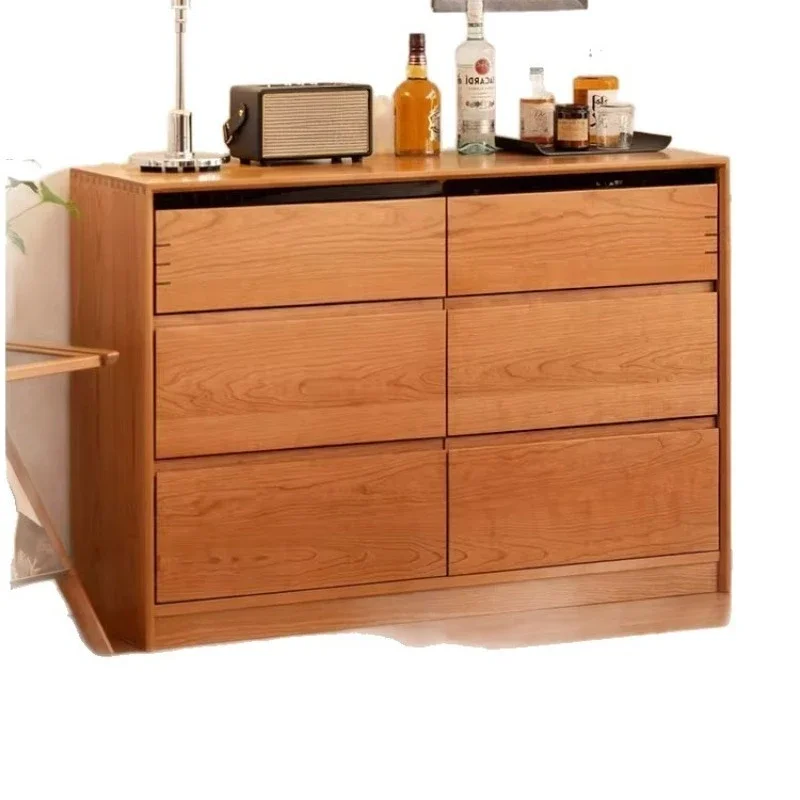 

six-chest cabinet, solid wood storage cabinet, Nordic modern bedroom cherry wood bedside cabinet, living room drawer