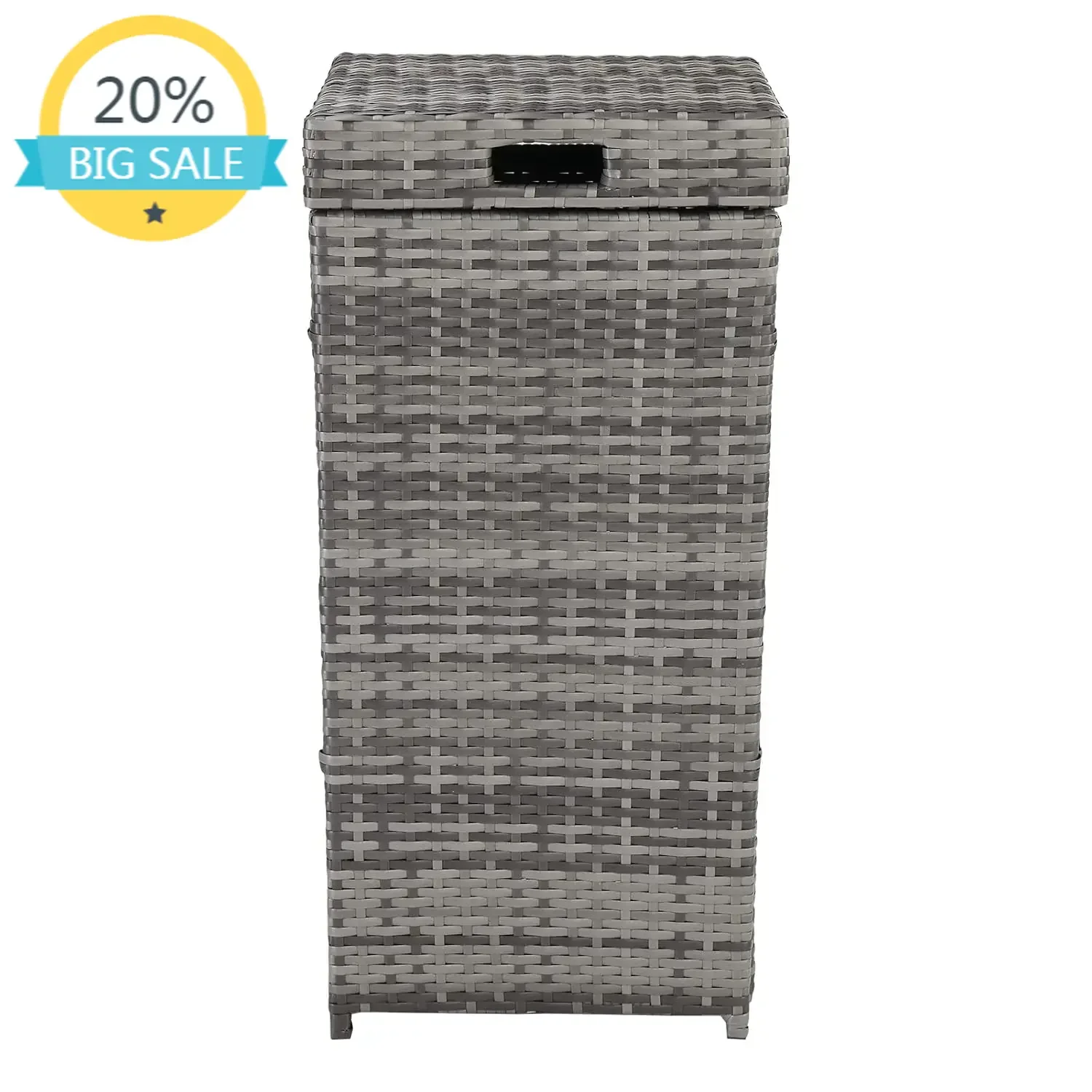 

Bestseller24 Gallon Rattan Trash Can Outdoor Wicker Trash Bin with Lid, Rattan Outdoor Corner Wastebasket Garbage Can