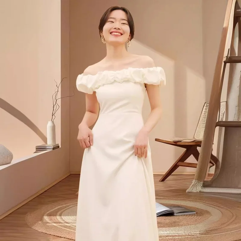 

Simple Ele Bridal Gown New Sle Light Wedding Dr Fi Tail Satin Guest eeting Dr Spring Season Low Waist Lace