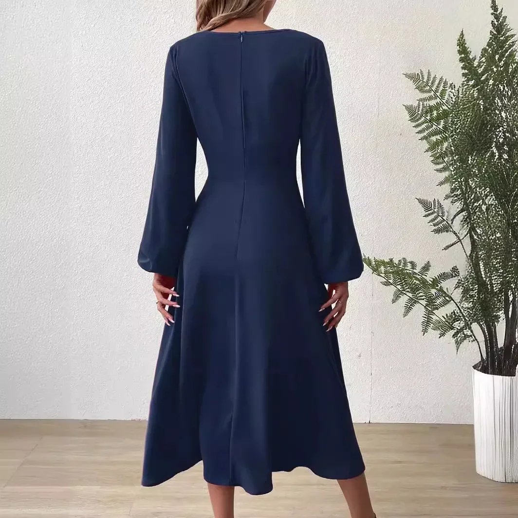 Vestidos de maternidad vestido mujeres embarazadas otoño cuello pico Color sólido vestido elegante Antern manga larga caliente mamífero falda ajustada