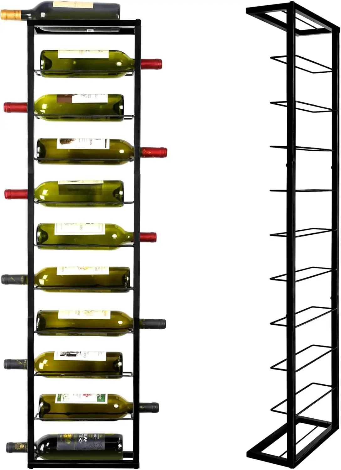 

Металлическая настенная полка для вина вмещает 10 бутылок, черное хранилище для кухонного бара