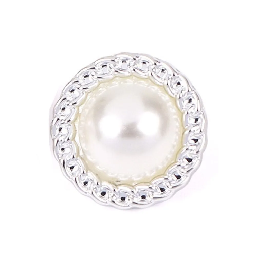 

50PCS DIY Round Pearl Buttons Vintage Shiny Clothing Button Alloy Sewing Button Clothing Sewing