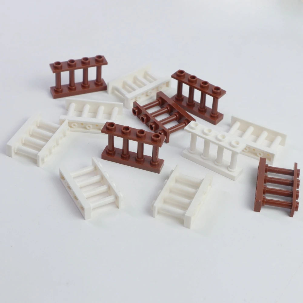 20 pçs diy cerca trilhos modelo compatível bloco de construção acessórios componentes básicos para casa jardim presente brinquedo peças compatíveis