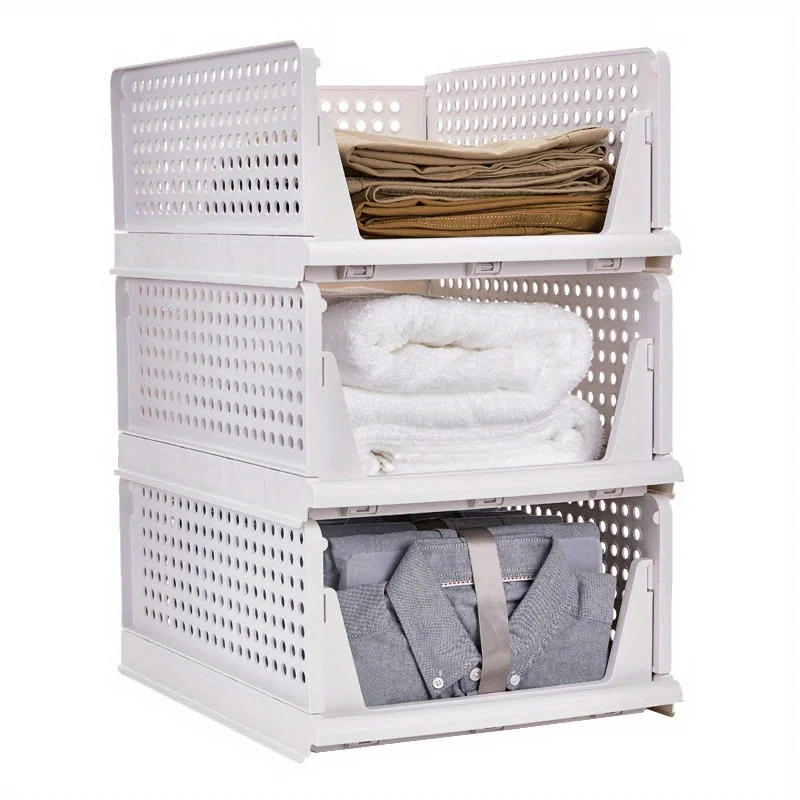 1 large capacity clothing storage box dustproof folding organizer, suitable for dormitory wardrobe packaging and home use