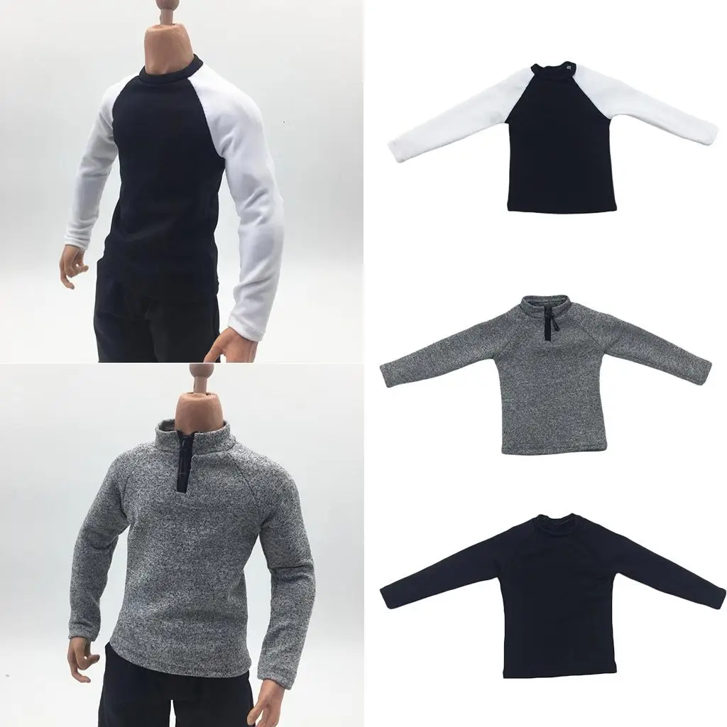 Doll Clothes Outfit 1/6 Scale Male Long Sleeve Sweater T Shirt Accessory for
