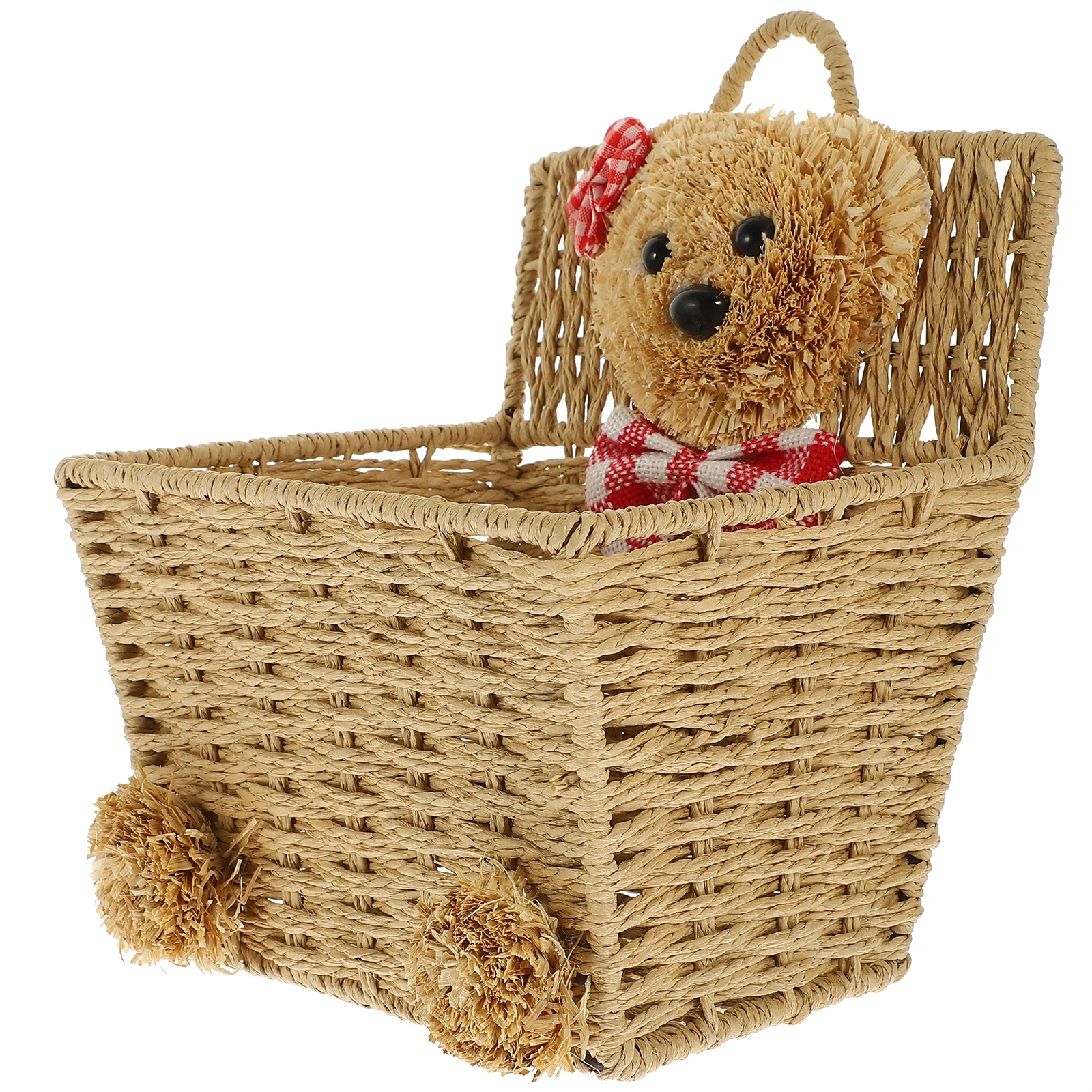 

Cartoon Storage Basket Brown Woven Bear Shaped Wall Hanging Organizer Home Kitchen Decorative Baskets for Toy Clothes Storage